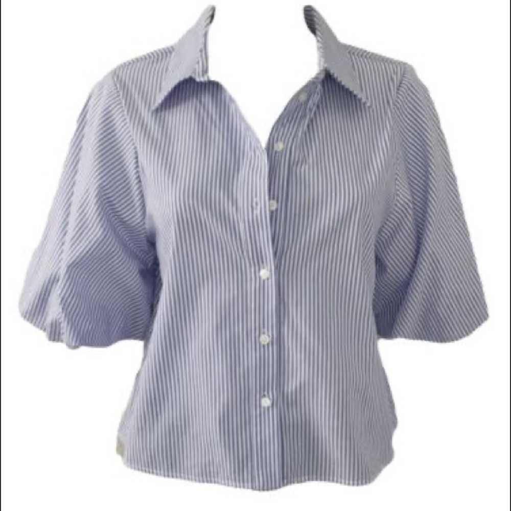 NWT Zara Striped Puff Sleeve Button Shirt